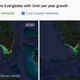 Wetlands in the Everglades in 2030 and 2100 with 3mm per year growth.